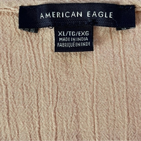 American Eagle Women's Boho Long Sleeve Blouse Blush Pink Lace Accent XL - Picture 5 of 7